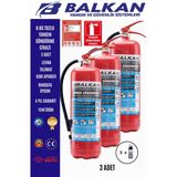 BALKAN YANGIN VE GÜVENLİK SİSTEMLERİ 6 kg Ruhsata Uygun 4 Yıl Tozlu Yangın Tüpü 3 Adet Set (Talimat-Levha-Askı)