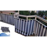 Balkon Demiri için Bağcıklı veya Kuşgözü Kapsül Halkalı Mavi - Beyaz Korkuluk Brandası - 500 x 60 cm