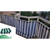 Balkon Demiri için Bağcıklı veya Kuşgözü Kapsül Halkalı Yeşil - Beyaz Korkuluk Brandası - 300 x 80 cm