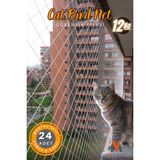 Balkon Filesi 2,5x3 M, Kuş ve Kedi Koruma Ağı, Piton, Kanca, Dübelle Dahil - Ahşap - Beyaz - Seçenek 1