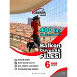 Balkon Güvenlik Filesi – 3m Yükseklik | Metreyle Kesim | 6mm Ip, 10X10 cm Göz Aralığı + Montaj Aparatları (Beyaz) - 3X3 m