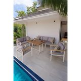 Balkon Mobilyası, Bahçe Takımı, Metal Teras Seti, Su Itişili Koltuklar, Yıkanabilir Minderler - 1+1+2+3+Masa - Gri