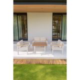 Balkon Mobilyası, Bahçe Takımı, Metal Teras Seti, Su Itişili Koltuklar, Yıkanabilir Minderler - 1+1+2+Masa - Krem