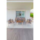 Balkon Mobilyası, Bahçe Takımı, Metal Teras Seti, Su Itişili Koltuklar, Yıkanabilir Minderler - 1+1+3+Masa - Gri
