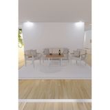 Balkon Mobilyası, Bahçe Takımı, Metal Teras Seti, Su Itişili Koltuklar, Yıkanabilir Minderler - 1+1+3+Masa - Krem