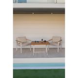 Balkon Mobilyası, Bahçe Takımı, Metal Teras Seti, Su Itişili Koltuklar, Yıkanabilir Minderler - 1+1+Masa - Krem