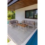Balkon Mobilyası, Bahçe Takımı, Metal Teras Seti, Su Itişili Koltuklar, Yıkanabilir Minderler - 2+3+Masa - Gri