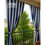 Balkon Perdesi Branda Kumaşı-Yağmur Geçirmez-Kalın-Bağcıklı-Düğmeli Mavi/beyaz - Mavi - Beyaz - 150 x 220 cm