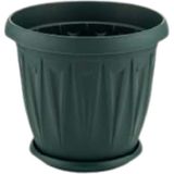 Balkon Saksı Bahçe Saksısı Büyük Boy Yuvarlak Saksı ve Altlığı 9 Litre 2 Adet 26X24 Yeşil - Çok Renkli