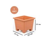 Balkon Saksı Bahçe Saksısı Küçük Boy Kare Saksı 7 Litre 3 Adet 19x25x25 Kahverengi