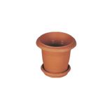 Balkon Saksı Bahçe Saksısı Orta Boy Yuvarlak Saksı ve Altlığı 19 Litre 3 Adet 38x30 Kahverengi