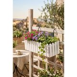 Balkon Saksısı Çit Saksı Beyaz Renk Metal Askı Aparatlı Dekoratif Balkon Saksı 9Lt 53Cm İb02