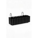 Balkon Saksısı Çit Saksı Siyah Renk Metal Askı Aparatlı Dekoratif Balkon Saksı 9Lt 53Cm İb02