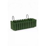 Balkon Saksısı Çit Saksı Yeşil Renk Metal Askı Aparatlı Dekoratif Balkon Saksı 9Lt 53Cm İb02