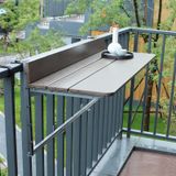 Balkon ve Küçük Teraslar için Yerden Tasarruflu Duvara Monte Katlanır Masa - Yüksekliği Ayarlanabilir, Hava Koşullarına Dayanıklı Ahşap Damarlı Kaplama, Daireler ve Şehir Yaşamı için Mükemmel (39,4
