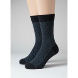 Balkonda Erkek Çorap 2'li Paket Lambswool Uzun Yumuşak Kışlık Sıcak Tutar Siyah & Lacivert- Twi Socks - Siyah - Lacivert - 40 - 44