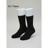 Balkonda Erkek Çorap 6'lı Paket Bambu Soket Dikişsiz - Pola - 40 - 44 - Siyah