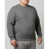 Balkonda Erkek Sweatshirt Bisiklet Yaka Selanik Dokuma Tüylenmez Battal Büyük Beden Gri - 5XL