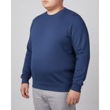 Balkonda Erkek Sweatshirt Bisiklet Yaka Selanik Dokuma Tüylenmez Battal Büyük Beden Lacivert - 6XL