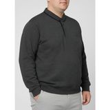 Balkonda Erkek Sweatshirt Kazak Polo Yaka Düğmeli Selanik Dokuma Battal Boy Büyük Beden Antrasit - 3XL