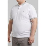Balkonda Erkek Tişört Düz Kagi Ayaklı Yaka Battal Boy Büyük Beden - Mys Lion - Beyaz - 5XL