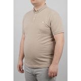 Balkonda Erkek Tişört Düz Kagi Ayaklı Yaka Battal Boy Büyük Beden - Mys Lion - Krem - 6XL