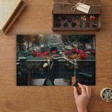Balkondaki Renkli Çiçekler - Bisiklet - Yağmurlu Yol Tasarımı 240 Parça Ahşap Puzzle Ahşap Kutuda MP03068