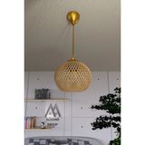 Balle Hasır Sarkıt Top Avize Gold Kablo - Kahverengi