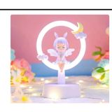 Ballerina Melek USB LED Gece Lambası, Mor, PVC, 15 cm, Yanıp Sönen, Ay ve Yıldız Temalı, Kız Çocukları için Masaüstü Dekor