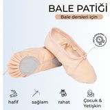 Balletique Bale Patiği | Doğal Kumaş, Bağıcıklı, Kız Çocuk ve Yetişkin Için Dans Ayakkabısı - Somon