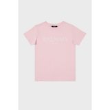 Balmain Pamuklu Bisiklet Yaka Çocuk T Shirt T Shirt 6M8721 MX030 506 - Pudra - 8 Yaş