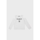 Balmain Pamuklu Bisiklet Yaka Pencereli Çocuk Sweat Sweat 6M4020 MX270 130 - 4 Yaş - Beyaz