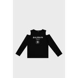 Balmain Pamuklu Bisiklet Yaka Pencereli Çocuk Sweat Sweat 6M4020 MX270 930 - 4 Yaş - Siyah