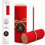 Balmumu Mum Dilek Mumu Doğal Petek İnce Uzun Parti Nişan Düğün Ritüel Doğum Günü Mum 15 Adet Beeswax Candle (Kırmızı)