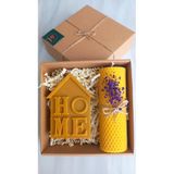 Balmumu Mum Doğal Petek Ev Dekorasyon, Home Yazılı Hediyelik Mum Seti Besswax Candle