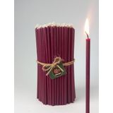 Balmumu Mum Petekoğlu Dilek Mumu Doğal Petek İnce Uzun Parti Nişan Düğün Ritüel Doğum Günü Mum 15 Adet Beeswax Candle (Bordo)