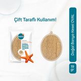 Balmy Doğal Kabak Lifi ve Pamuk İpli Oval Beyaz Banyo Kesesi 1 Adet Yüz ve Vücut Temizliği