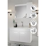 Balneom Banyo Defne 02 65cm Banyo Dolabı Aynalı Dolaplı Üst Dolap Lavabo Beyaz