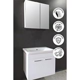 Balneom Banyo Defne 80 Cm Banyo Dolabı Aynalı Dolaplı Üst Dolap Lavabo Beyaz