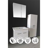 Balneom Banyo Defne 80cm Banyo Dolabı Aynalı Dolaplı Üst Dolap Lavabo Boy Dolabı Beyaz