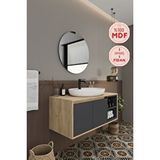 Balneom Banyo Gül 100 Cm Demonte Banyo Dolabı Ayna Lavabo Antrasit