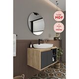 Balneom Banyo Gül 70 Cm Demonte Banyo Dolabı Ayna Lavabo Antrasit