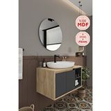 Balneom Banyo Gül 80 Cm Demonte Banyo Dolabı Ayna Lavabo Antrasit