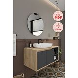 Balneom Banyo Gül 90 Cm Demonte Banyo Dolabı Ayna Lavabo Antrasit