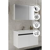 Balneom Banyo Idil 65 Cm Banyo Dolabı Aynalı Dolaplı Üst Dolap Lavabo Beyaz