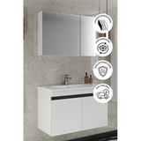 Balneom Banyo Idil 65 Cm Demonte Beyaz Lavabolu Banyo Dolabı Aynalı Dolaplı Üst Dolap Alt Dolap Lavabo