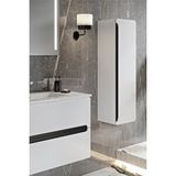 Balneom Banyo Kadife Beyaz Parlak High Gloss Demonte 100 Cm Banyo Dolabı Ledli Aynalı Üst Dolap Ve Boy Dolabı
