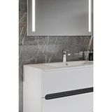 Balneom Banyo Kadife Beyaz Parlak Hıgh Gloss Demonte 80 Cm Banyo Dolabı Led Işıklı Aynalı Üst Dolap