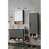 BALNEOM Banyo Karanfil 65 Cm %100 Mdf Antrasit Lavabolu Banyo Dolabı Ayna Alt Dolap Lavabo Boy Dolabı