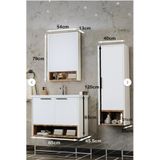 Balneom Banyo Karanfil Beyaz 65 Cm Lavabolu Banyo Dolabı Aynalı Üst Dolap Ve Boy Dolabı